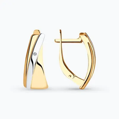 Серьги из золочёного серебра с бриллиантами из серебро