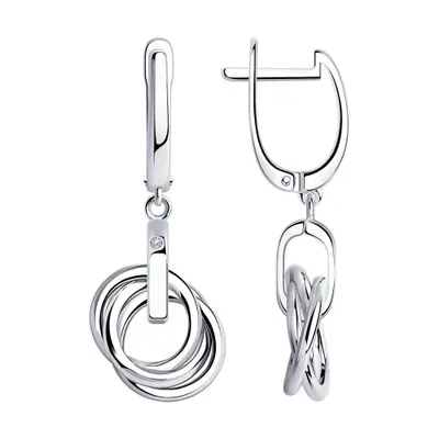 Серьги из серебра с бриллиантами из серебро