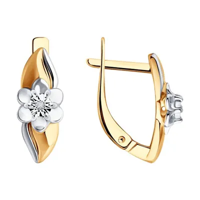 Серьги из золочёного серебра с бриллиантами из серебро