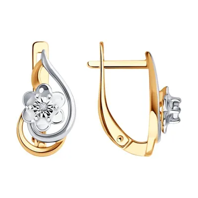 Серьги из золочёного серебра с бриллиантами из серебро