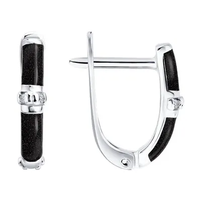 Серьги из серебра с бриллиантами и эмалью из серебро