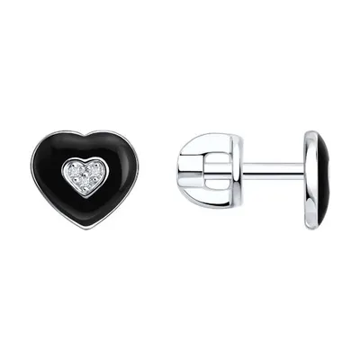 Серьги из серебра с бриллиантами и эмалью из серебро