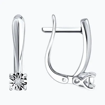 Серьги из серебра с бриллиантами из серебро
