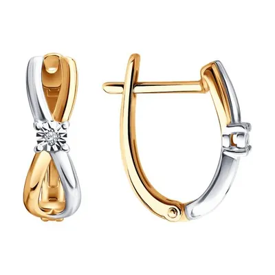 Серьги из золочёного серебра с бриллиантами из серебро