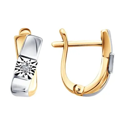 Серьги из золочёного серебра с бриллиантами из серебро