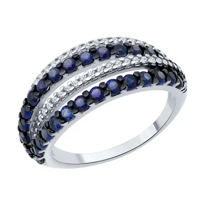 Кольцо из серебра с корундами и фианитами из серебро