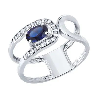 Кольцо из серебра с корундом и фианитами из серебро