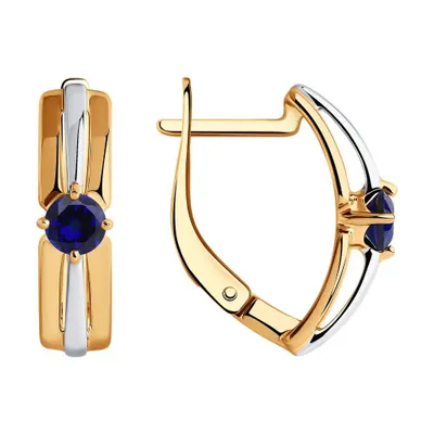 Серьги из золочёного серебра с корундами из серебро