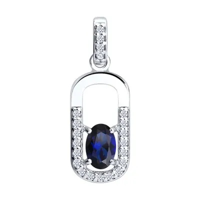 Подвеска из серебра с корундом и фианитами из серебро