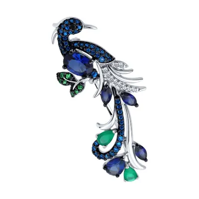 Брошь из серебра с миксом камней из серебро