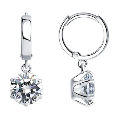 Серьги из серебра с фианитами из серебро