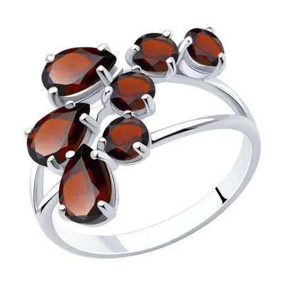 Кольцо из серебра с гранатами из серебро