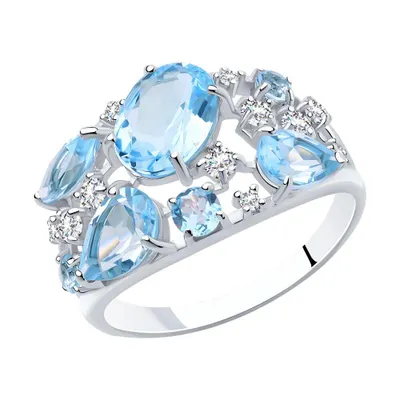 Кольцо из серебра с топазами и фианитами из серебро