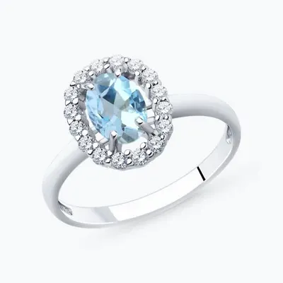 Кольцо из серебра с топазом и фианитами из серебро