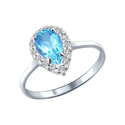 Кольцо из серебра с топазом и фианитами из серебро