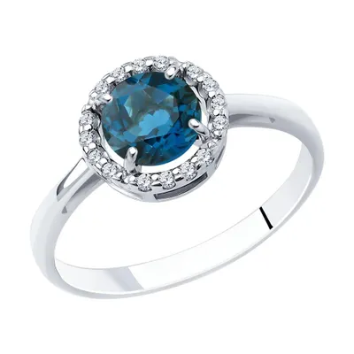 Кольцо из серебра с лондон топазом и фианитами из серебро