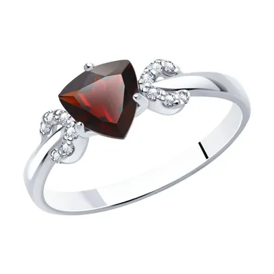 Кольцо из серебра с гранатом и фианитами из серебро