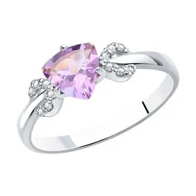 Кольцо из серебра с аметистом и фианитами из серебро