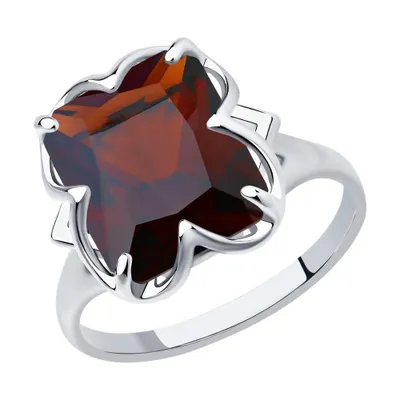 Кольцо из серебра с красным ситаллом из серебро