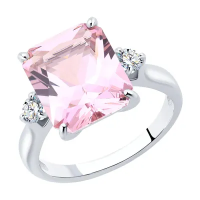 Кольцо из серебра с ситаллом и фианитами из серебро