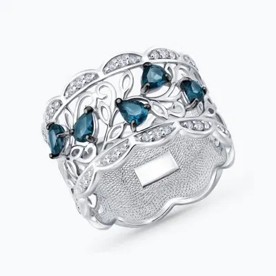 Кольцо из серебра с лондон топазами и фианитами из серебро