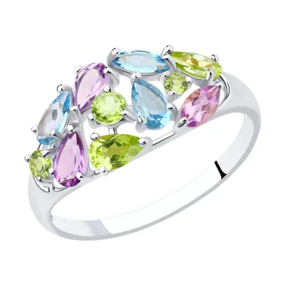 Кольцо из серебра с полудрагоценными вставками из серебро