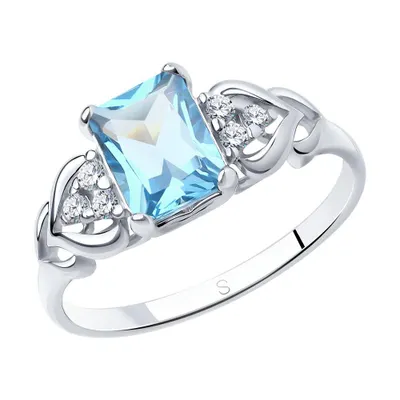 Кольцо из серебра с топазом и фианитами из серебро