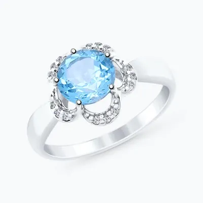 Кольцо из серебра с топазом и фианитами из серебро