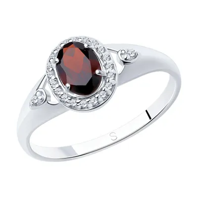 Кольцо из серебра с гранатом и фианитами из серебро
