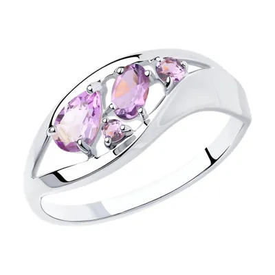 Кольцо из серебра с аметистами из серебро