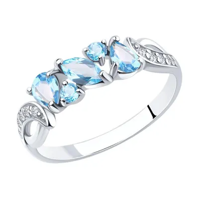 Кольцо из серебра с топазами и фианитами из серебро