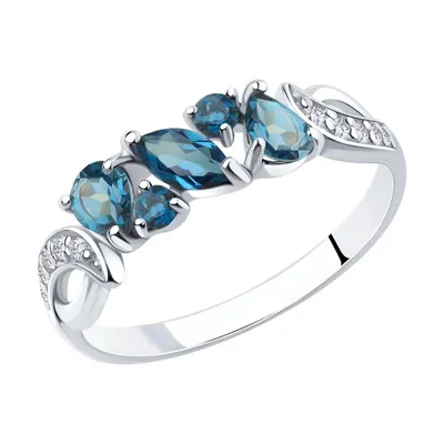 Кольцо из серебра с лондон топазами и фианитами из серебро