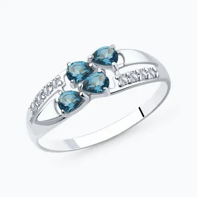 Кольцо из серебра с лондон топазами и фианитами из серебро