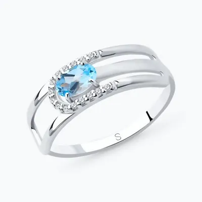 Кольцо из серебра с топазом и фианитами из серебро
