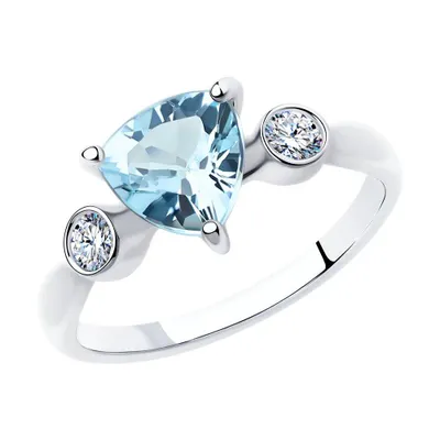 Кольцо из серебра с топазом и фианитами из серебро