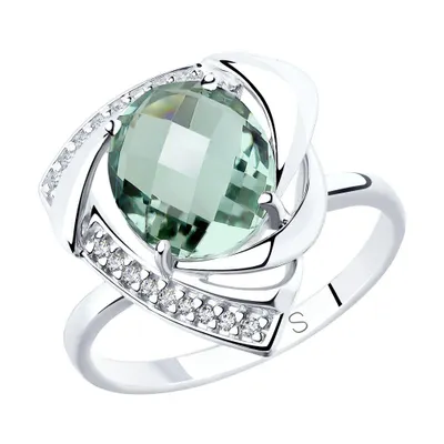 Кольцо из серебра с кварцем и фианитами из серебро