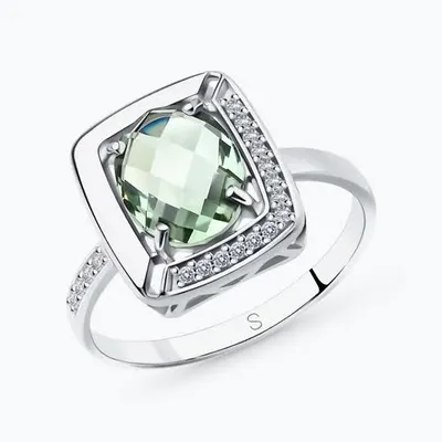 Кольцо из серебра с кварцем и фианитами из серебро