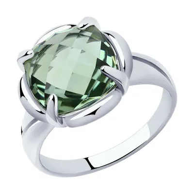 Кольцо из серебра с кварцем из родированное серебро