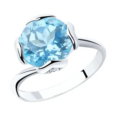 Кольцо из серебра с топазом и фианитами из серебро