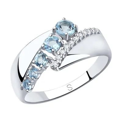 Кольцо из серебра с топазами и фианитами из серебро