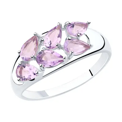 Кольцо из серебра с аметистами из серебро