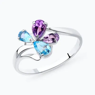 Кольцо из серебра с полудрагоценными вставками из серебро