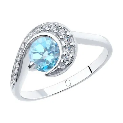 Кольцо из серебра с топазом и фианитами из серебро