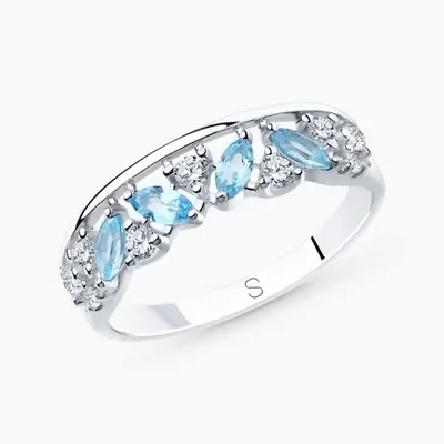 Кольцо из серебра с топазами и фианитами из серебро