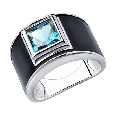 Кольцо из серебра с эмалью и ситалом из серебро