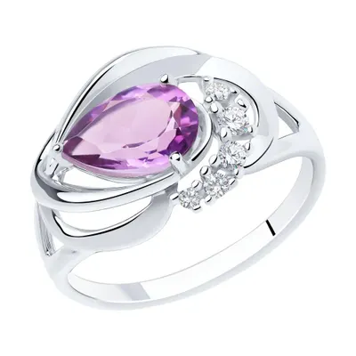 Кольцо из серебра с аметистом и фианитами из серебро
