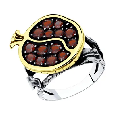 Кольцо из золочёного серебра с гранатами из серебро