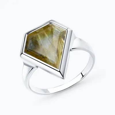 Кольцо из серебра с лабрадоритом из родированное серебро