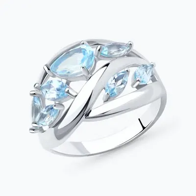 Кольцо из серебра с топазами из родированное серебро