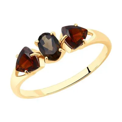 Кольцо из золочёного серебра с полудрагоценными вставками из золочение розовое